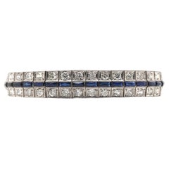 Used Art Deco Diamond and Sapphire Line Bracelet