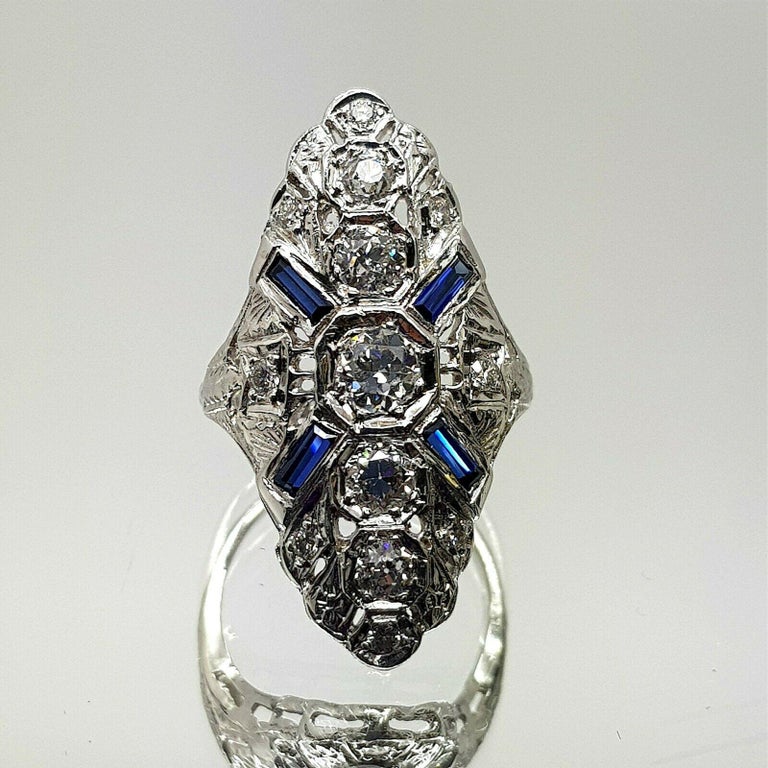 Antique Art Deco Diamond and Sapphire Ring at 1stDibs
