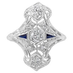 Antique Art Deco Diamond and Sapphire Ring