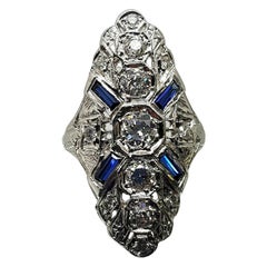 Antique Art Deco Diamond and Sapphire Ring