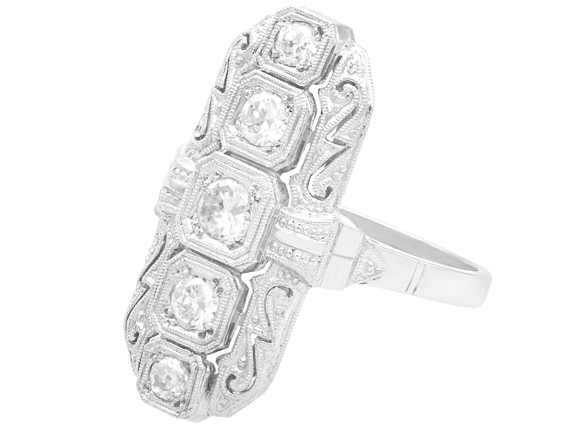 Old European Cut Antique Art Deco Diamond and White Gold Cocktail Ring For Sale