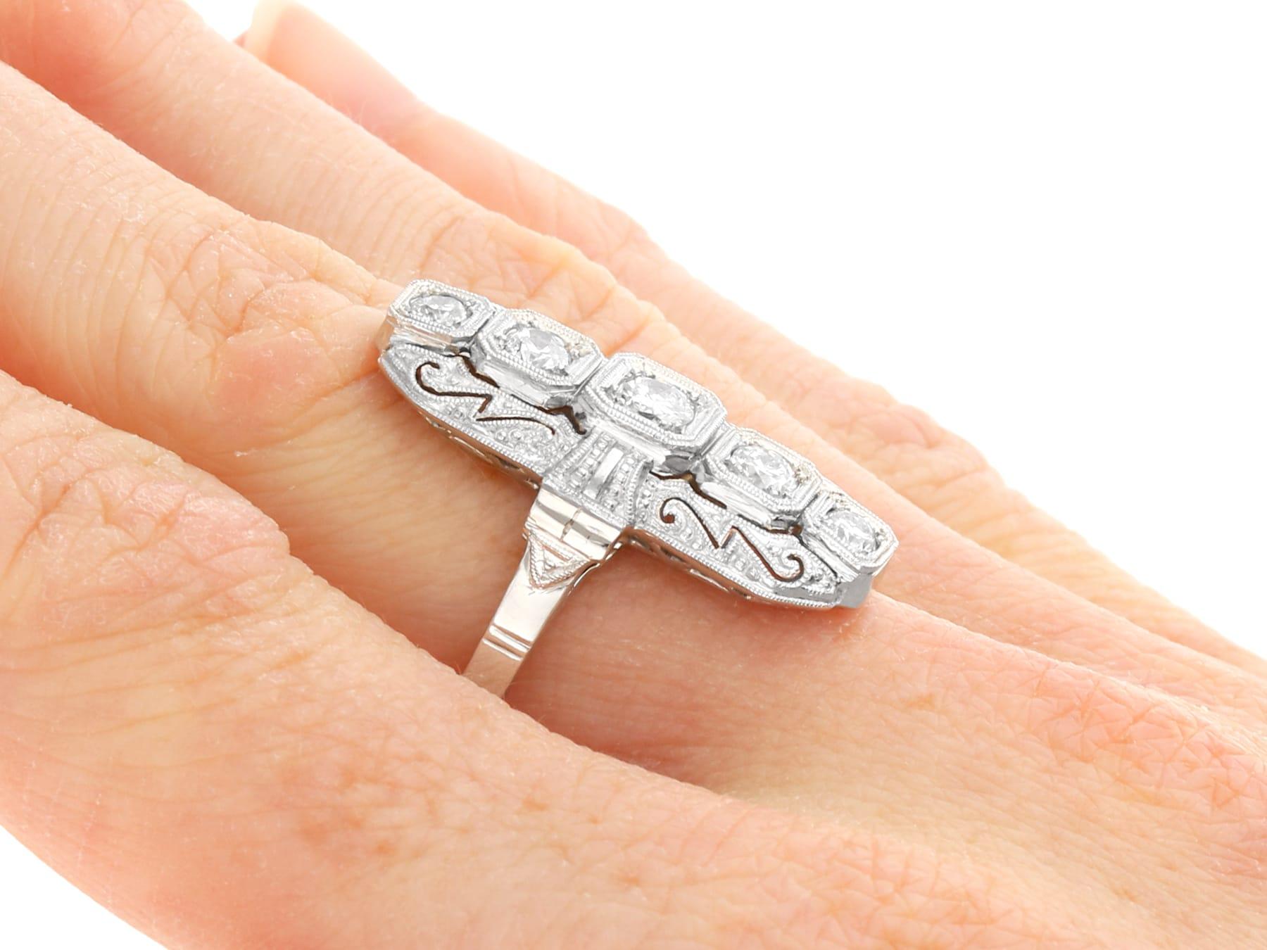 Antique Art Deco Diamond and White Gold Cocktail Ring For Sale 3
