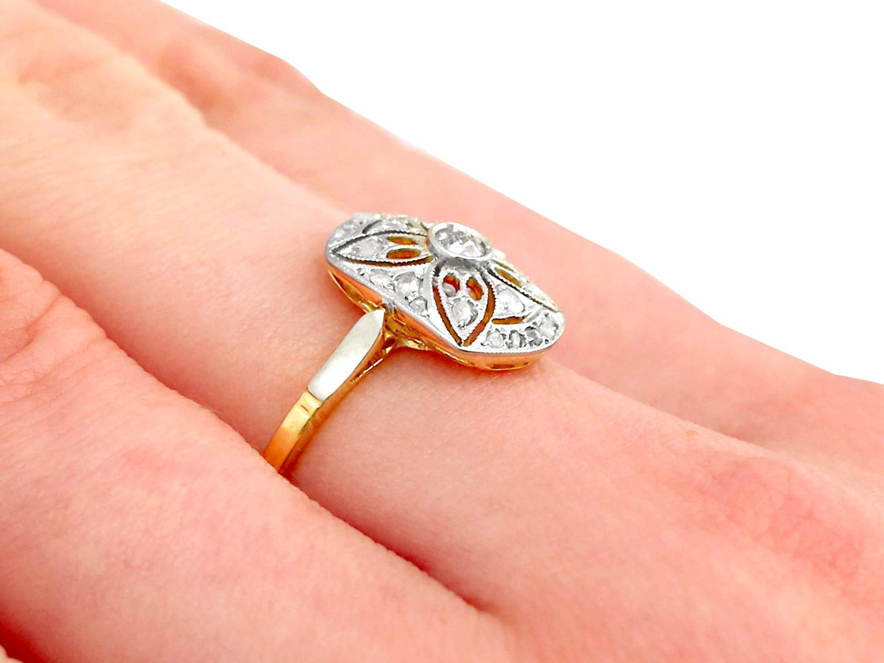 Women's Antique Art Deco Diamond and Yellow Gold Cocktail Ring For Sale