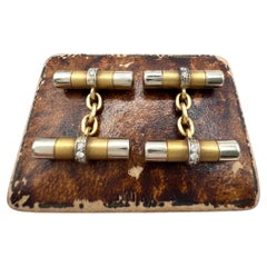 Antique Art Deco Diamond Barrel Cufflinks: 18ct Gold 
Platinum French Stamped