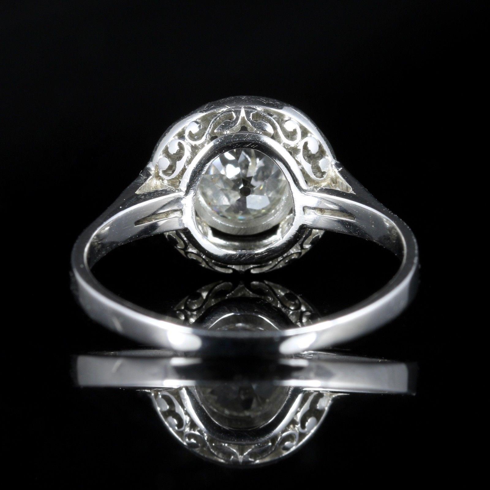 Antique Art Deco Diamond Cluster Ring Platinum Engagement 1.50 Carat In Excellent Condition In Lancaster, Lancashire