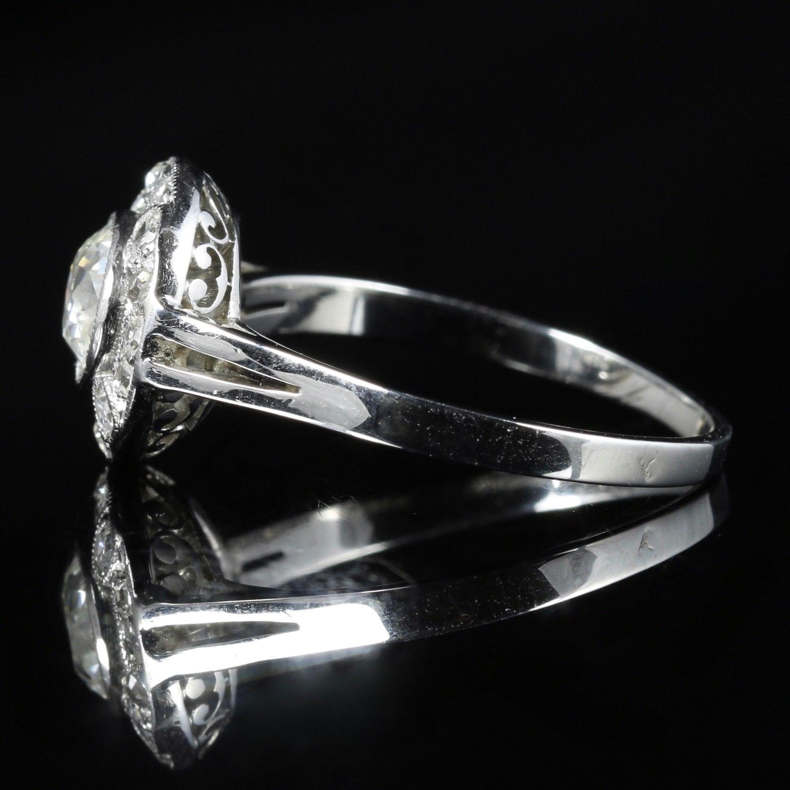 Antique Art Deco Diamond Cluster Ring Platinum Engagement 1.50 Carat 1