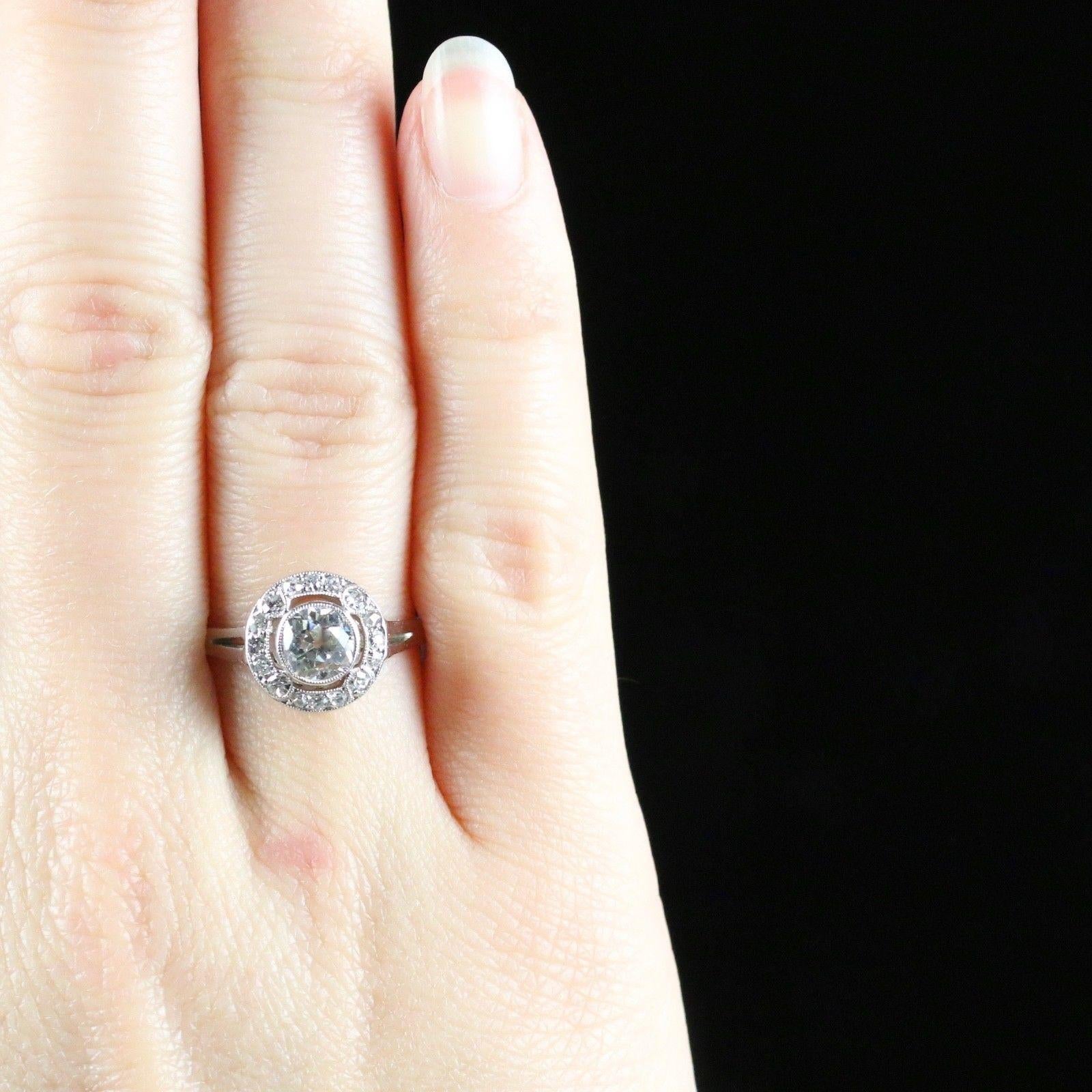 Antique Art Deco Diamond Cluster Ring Platinum Engagement 1.50 Carat 5