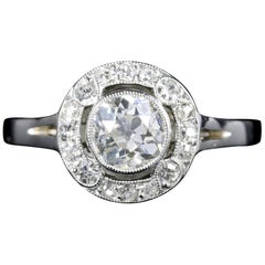 Antique Art Deco Diamond Cluster Ring Platinum Engagement 1.50 Carat