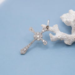 Antique Art Deco Diamond Cross Pendant – 18K Gold religious Charm
