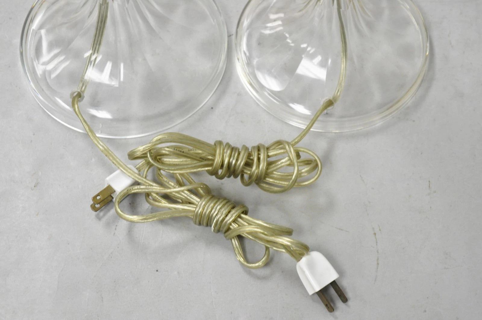 Antique Art Deco Diamond Cut Glass Column Small Petite Boudoir Table Lamps Pair im Angebot 8