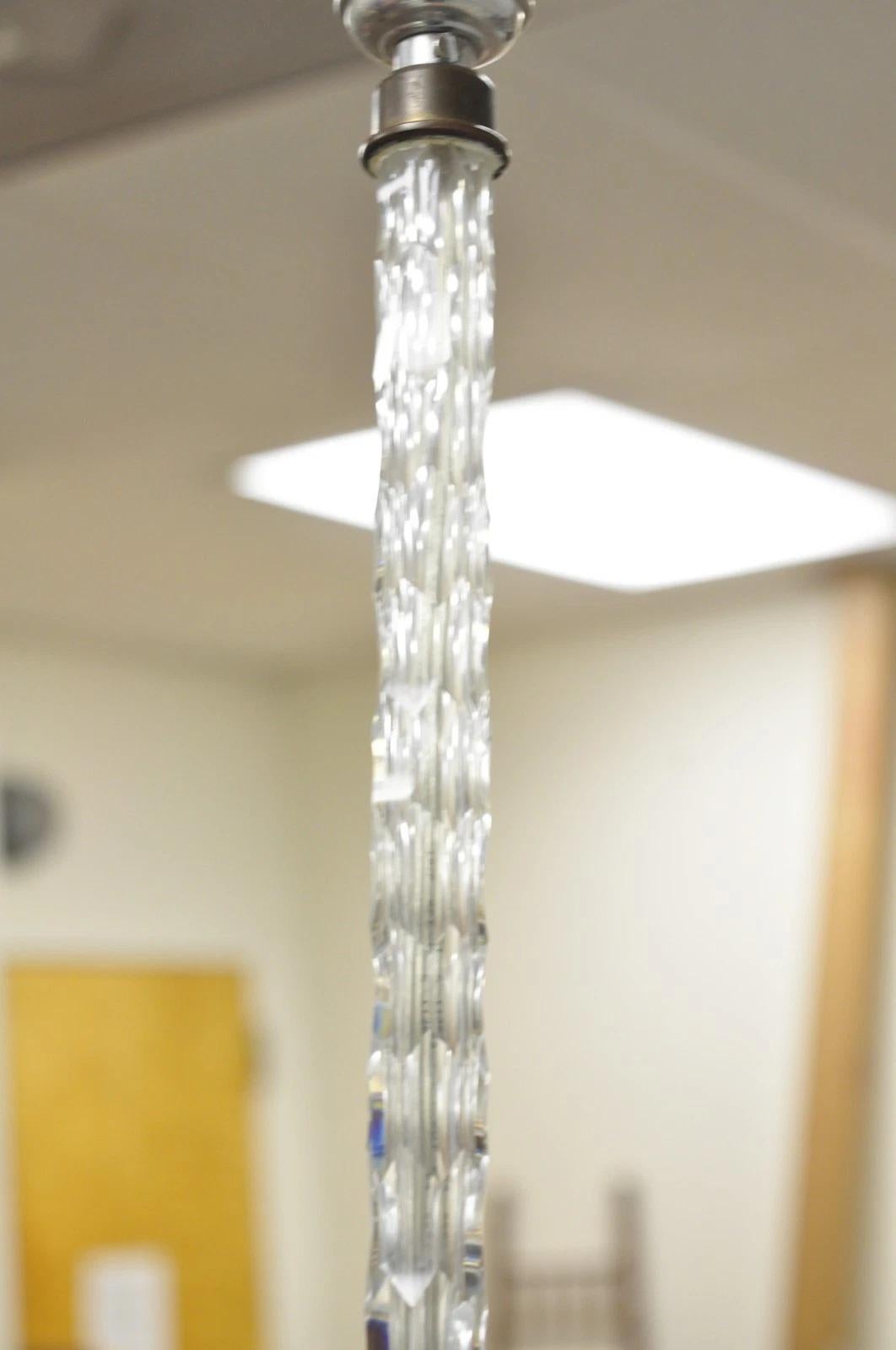 Antique Art Deco Diamond Cut Glass Column Small Petite Boudoir Table Lamps Pair (Art déco) im Angebot