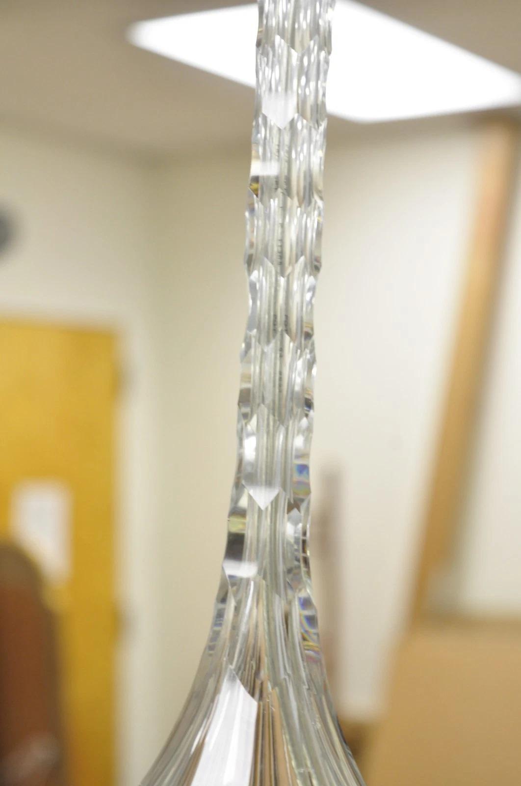 Antique Art Deco Diamond Cut Glass Column Small Petite Boudoir Table Lamps Pair im Zustand „Gut“ im Angebot in Philadelphia, PA