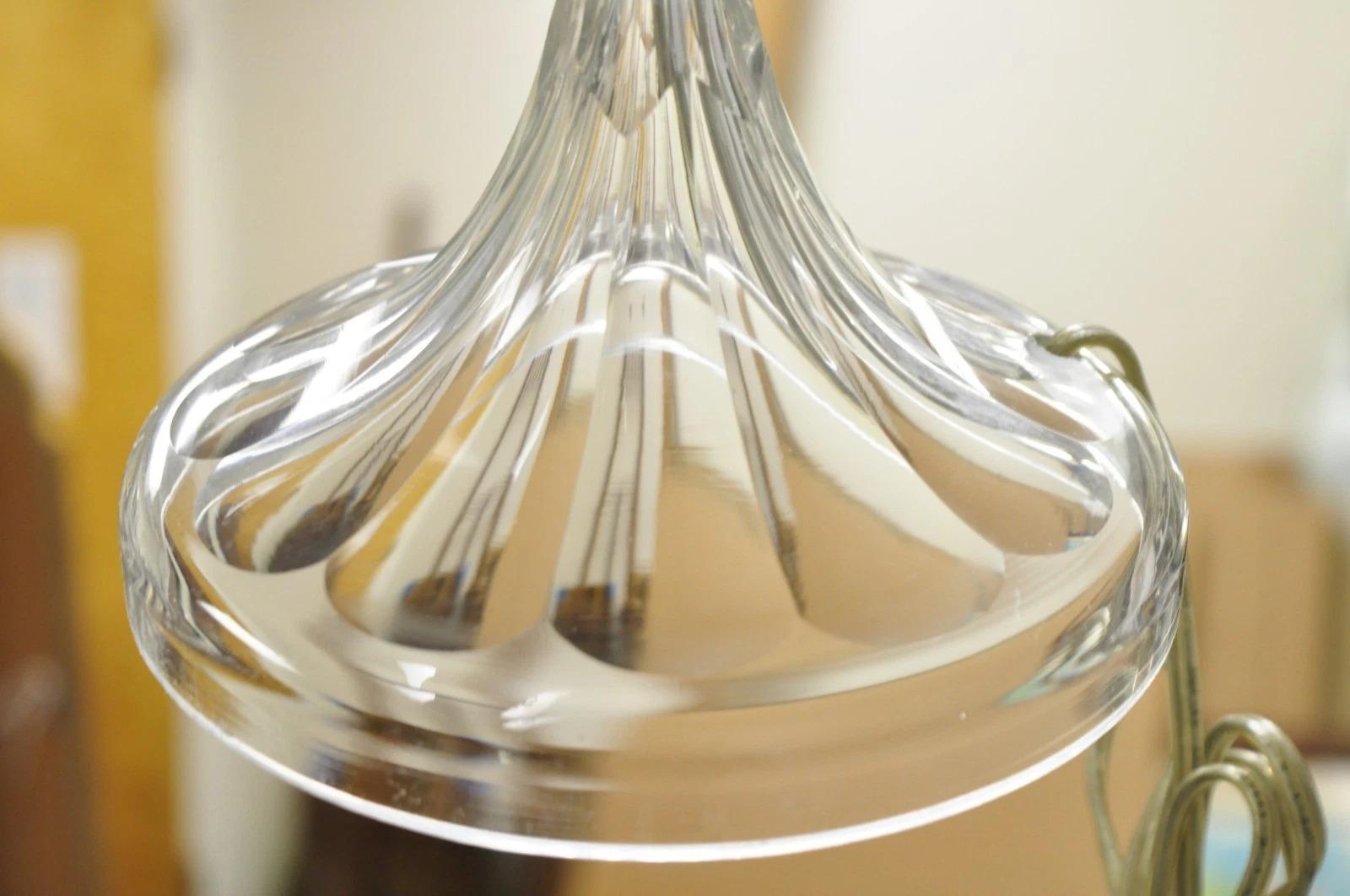 Antique Art Deco Diamond Cut Glass Column Small Petite Boudoir Table Lamps Pair (20. Jahrhundert) im Angebot