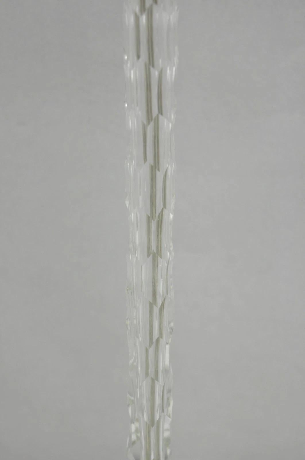 Antique Art Deco Diamond Cut Glass Column Small Petite Boudoir Table Lamps Pair im Angebot 3