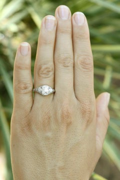 Antique Art Deco Diamond Engagement Ring 1/2 Ct. Old European Filigree Engraved