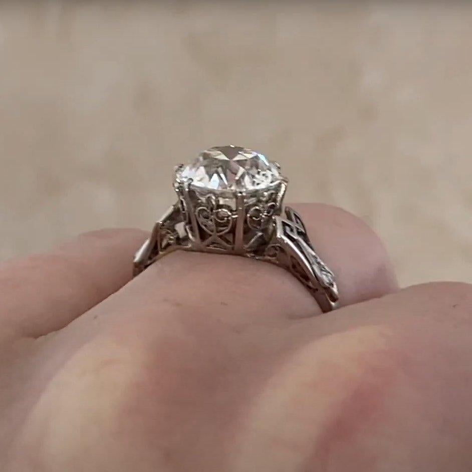 Bague de fiançailles Art déco ancienne avec diamants (environ 3,00 carats, certifiés GIA), platine Pour femmes en vente