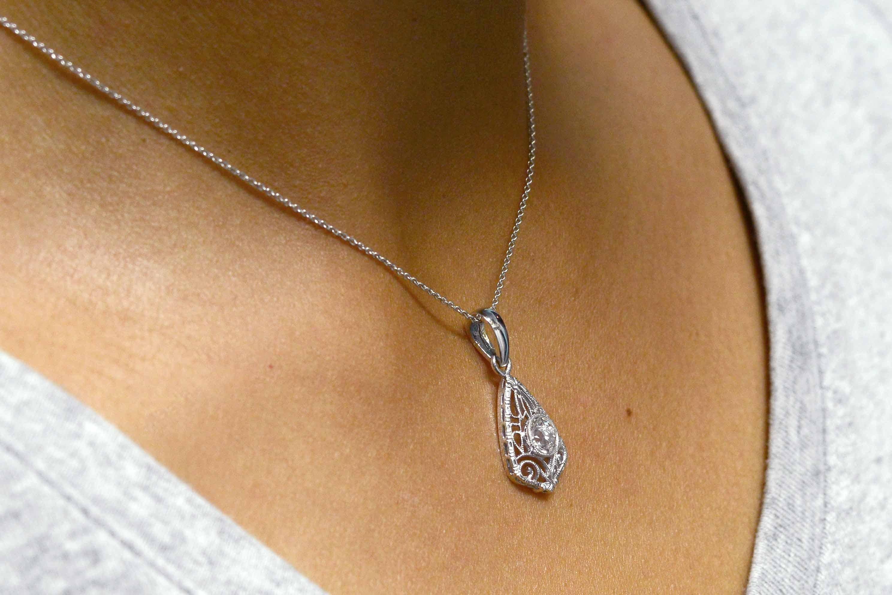 antique diamond pendant necklace