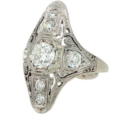 Art Deco Diamond Filigree Ring Antique Platinum & 14K WG ~ 1.18ct Center