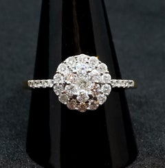 Antique Art Déco Diamond Gold Cluster Halo Ring, Austria, around 1920