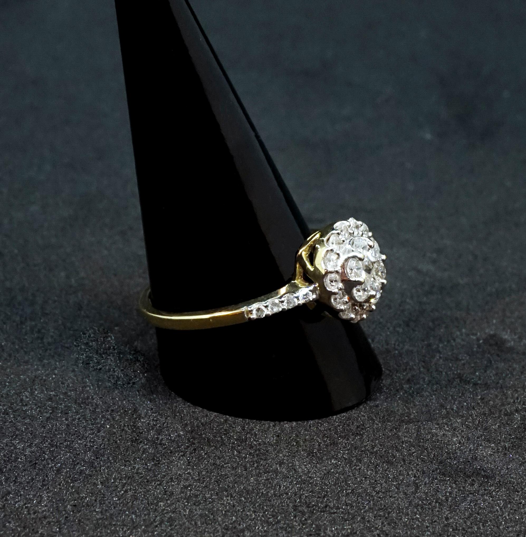 Antiker Art Déco Diamant-Gold-Cluster-Halo-Ring, Österreich, um 1920 Damen im Angebot