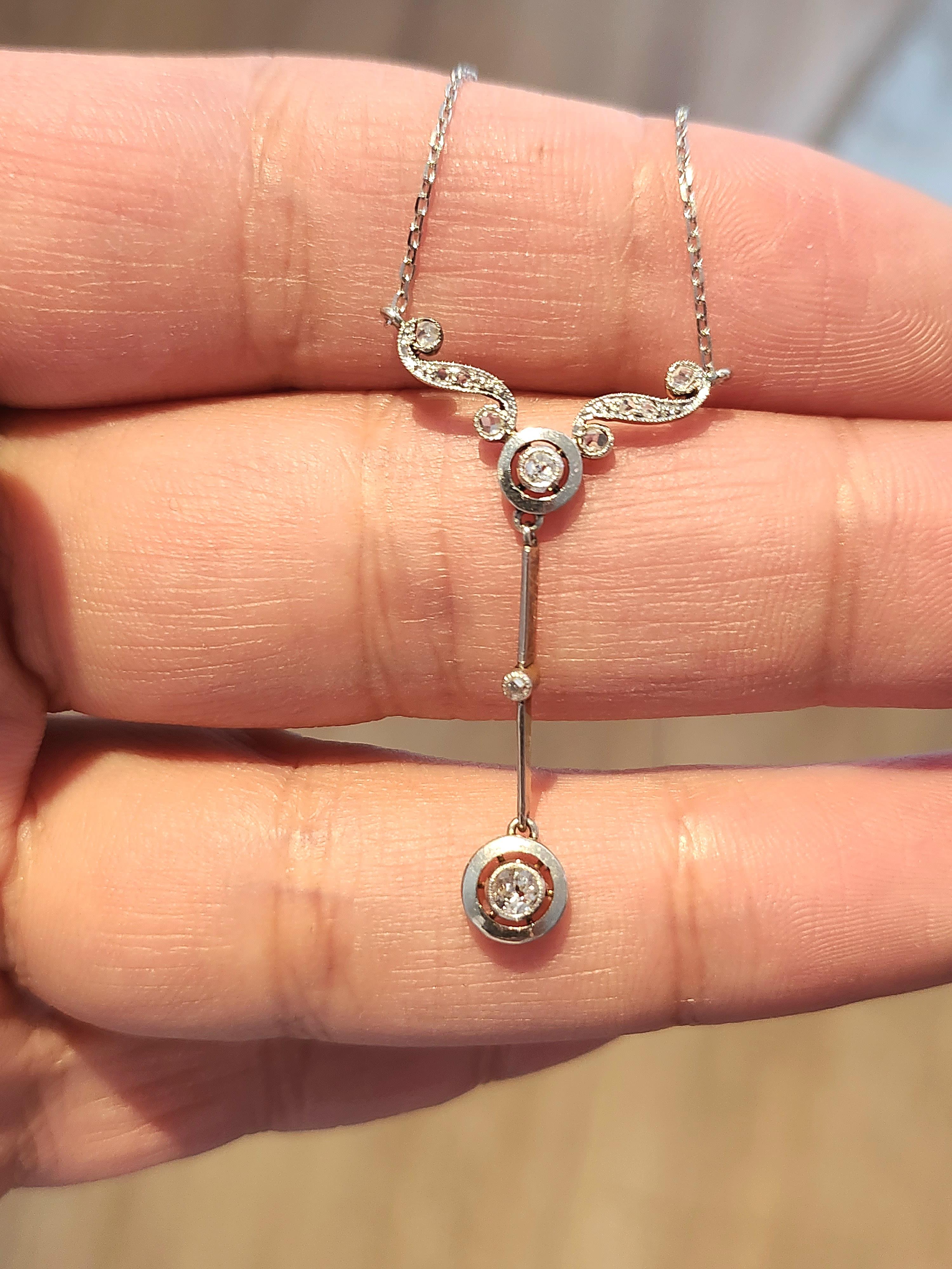 Collier Art déco ancien en or et diamants Pour femmes en vente
