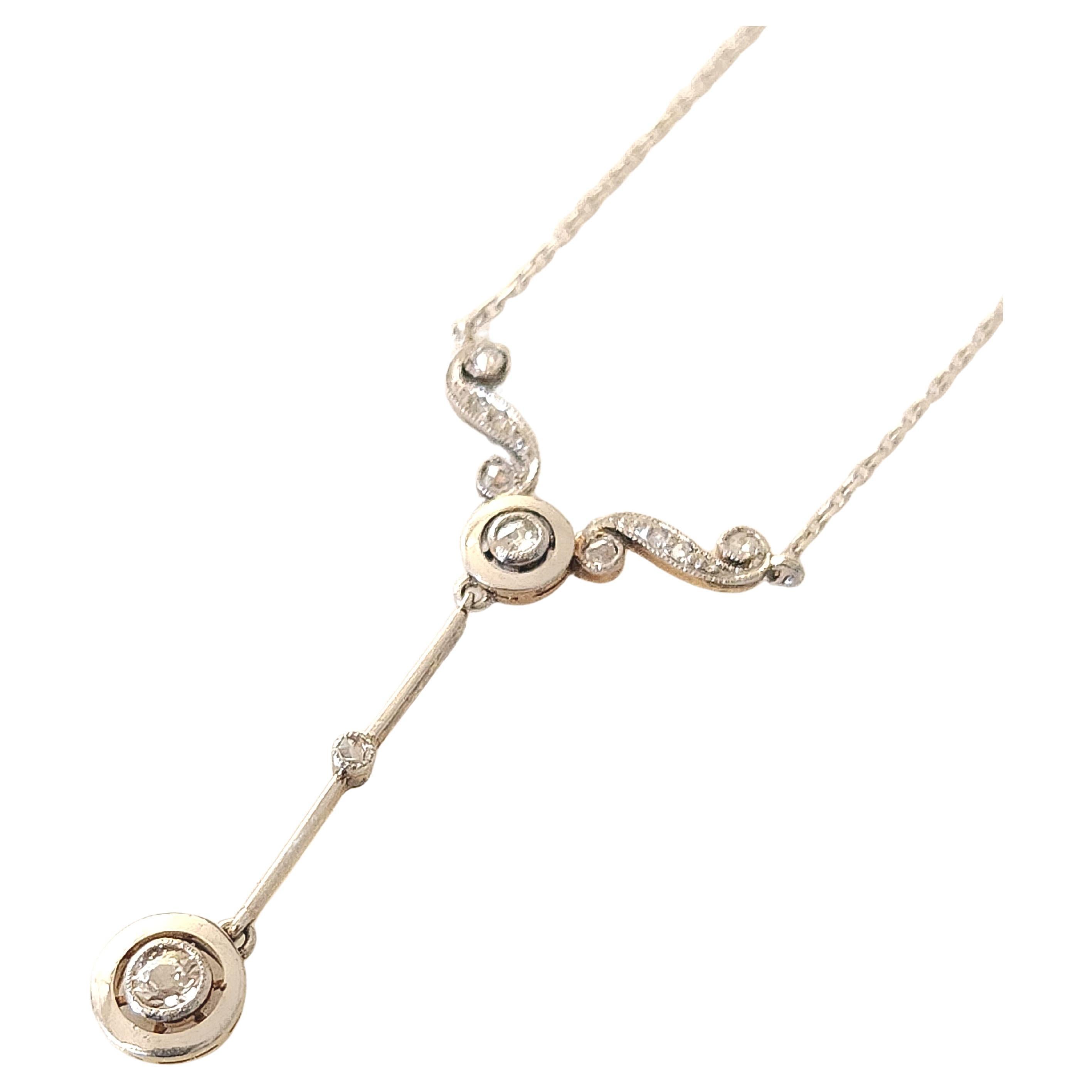 Antique Art Deco Diamond Gold Necklace