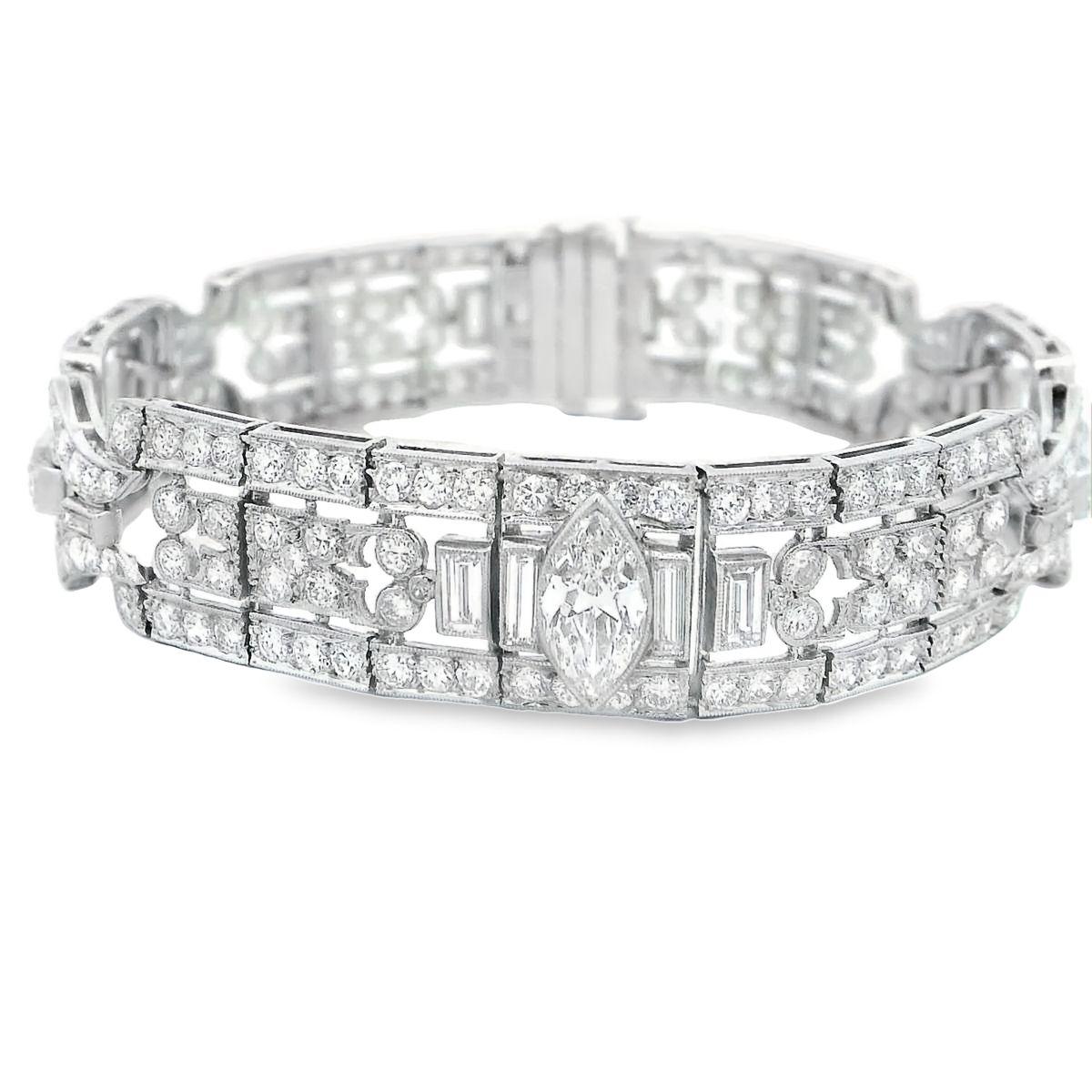 Antikes Art Deco Diamant-Platin-Armband mit Diamanten (Art déco) im Angebot