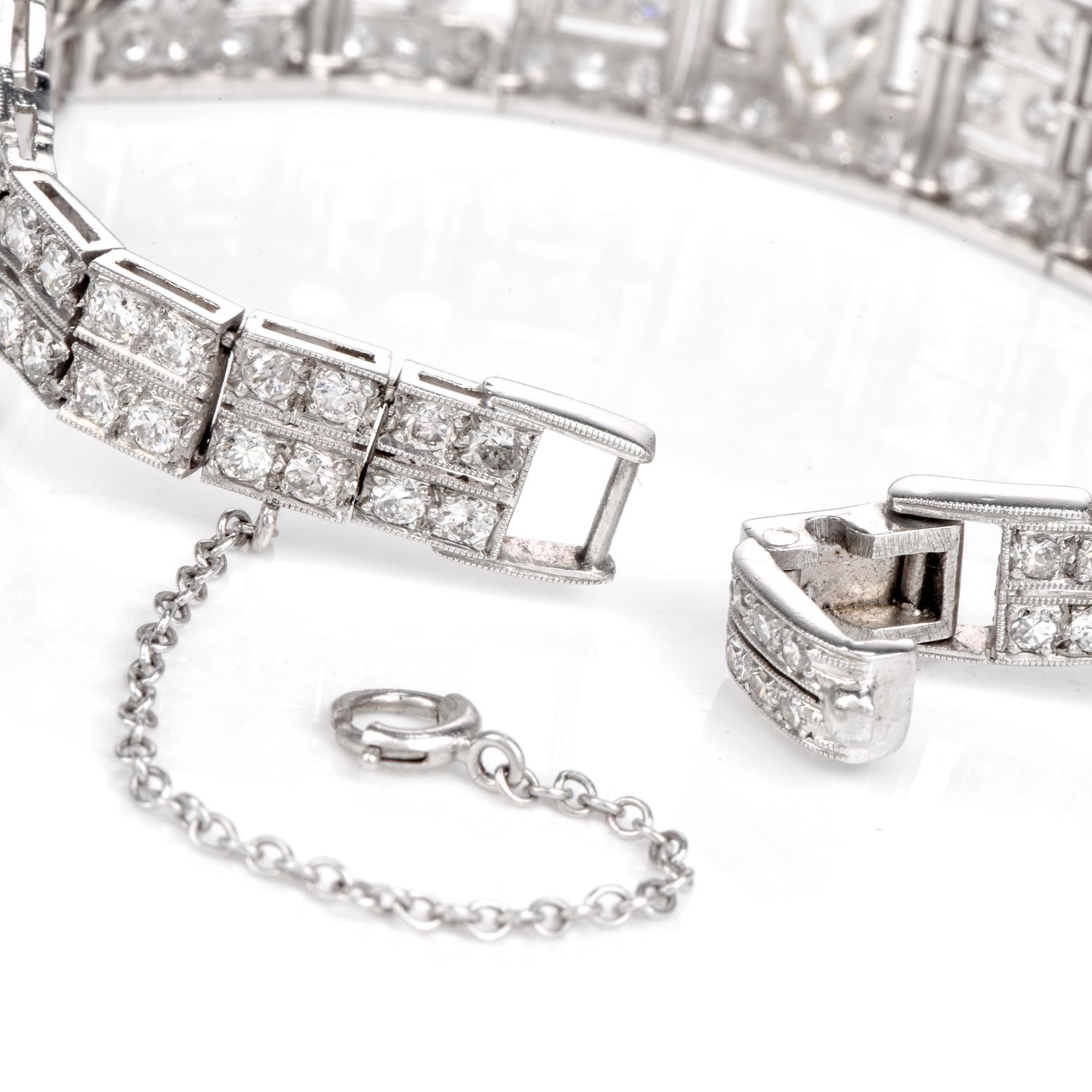 Women's or Men's Antique Art Deco Diamond Platinum Bracelet