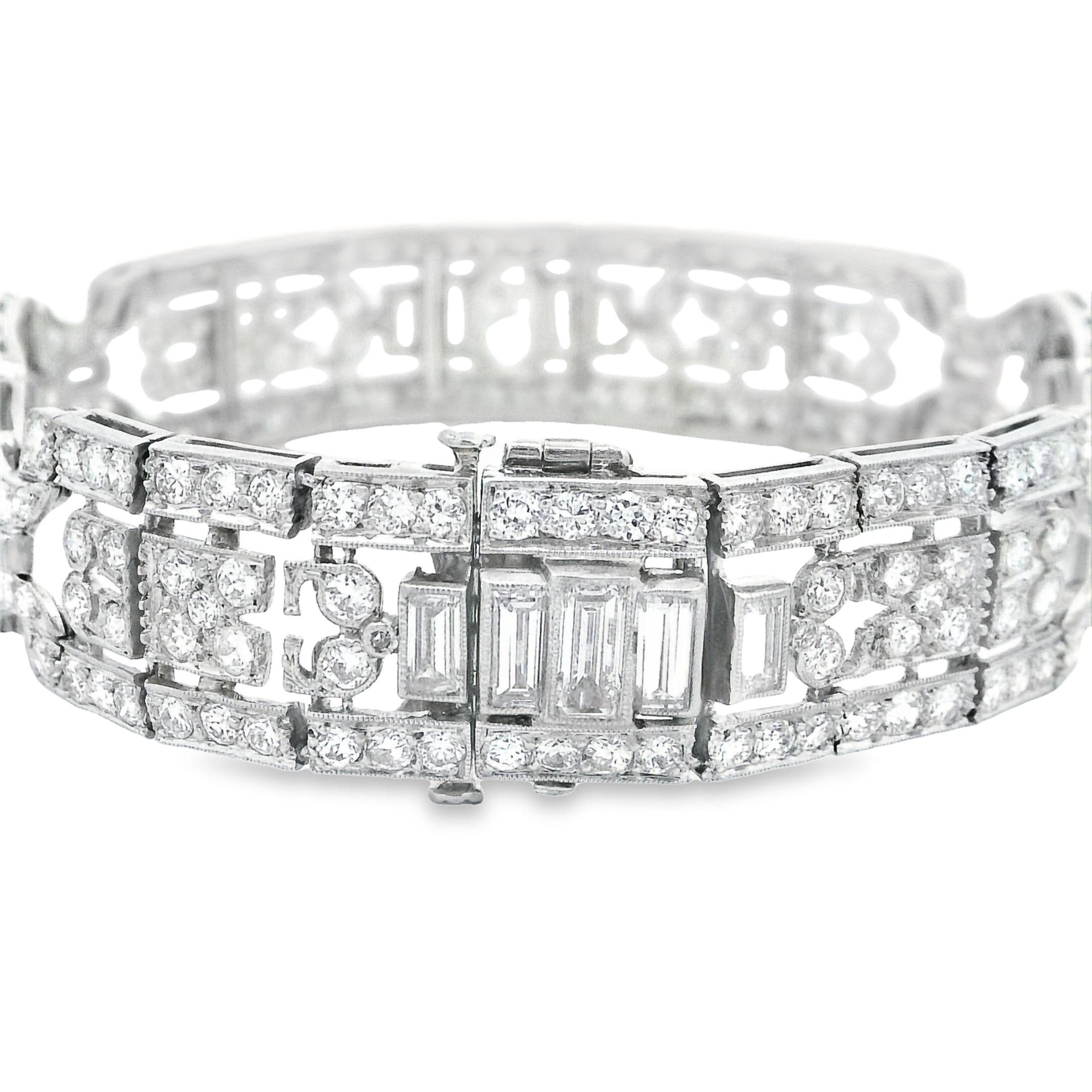 Antikes Art Deco Diamant-Platin-Armband mit Diamanten für Damen oder Herren im Angebot