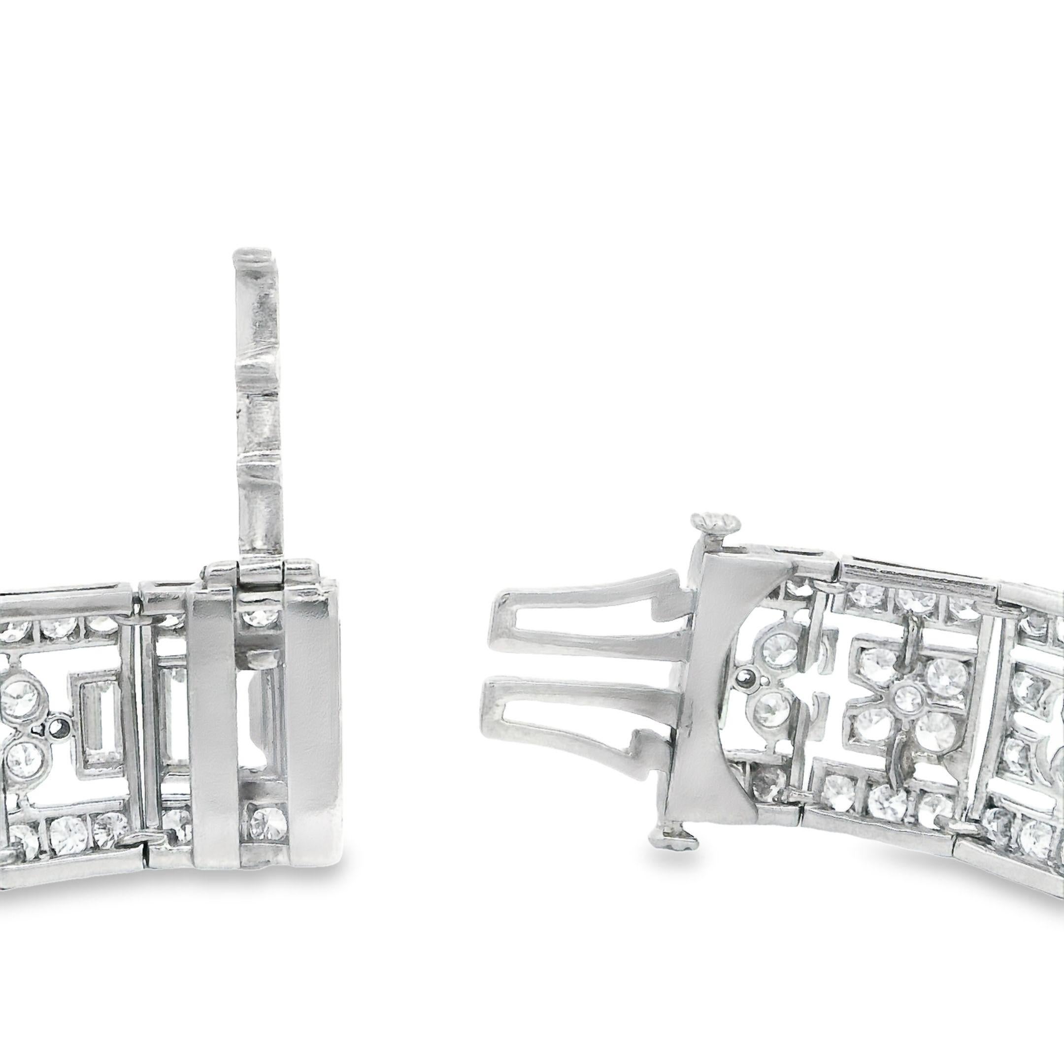 Antique Art Deco Diamond Platinum Bracelet For Sale 3