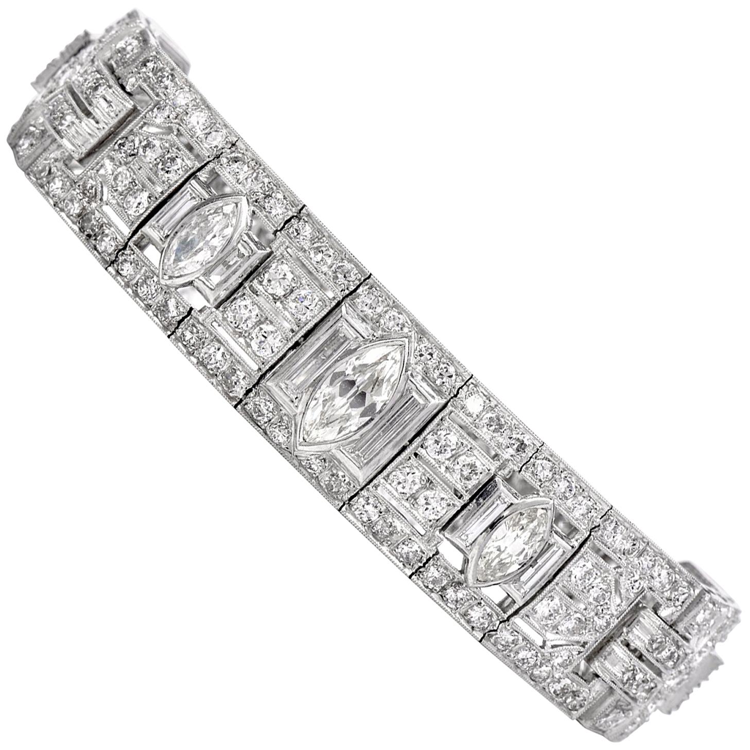 Antique Art Deco Diamond Platinum Bracelet