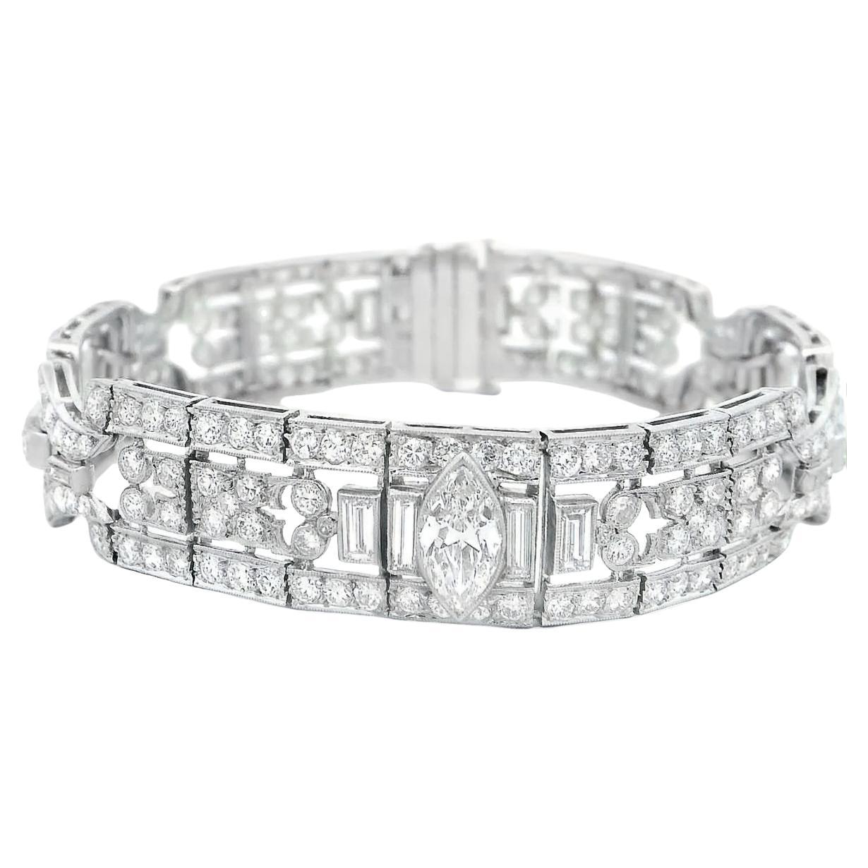 Antikes Art Deco Diamant-Platin-Armband mit Diamanten im Angebot