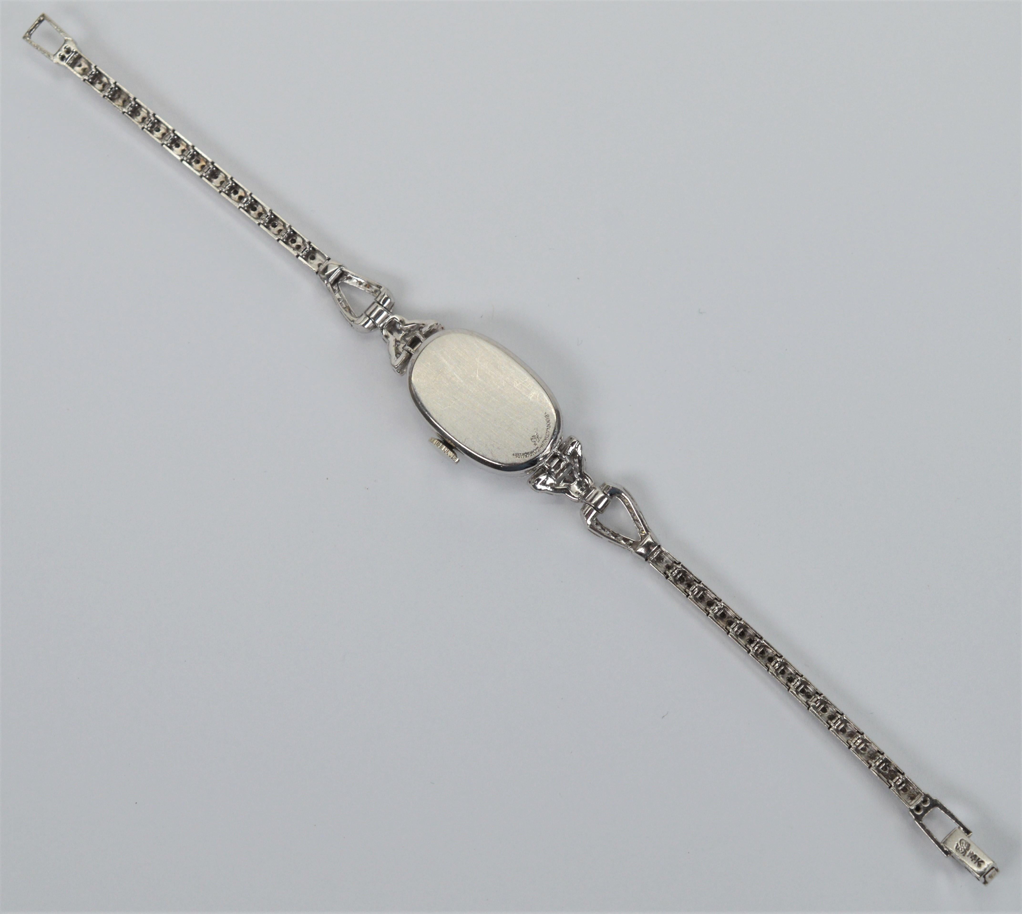 Antike Art Deco Diamant Platin Elgin Damenarmbanduhr im Angebot 1