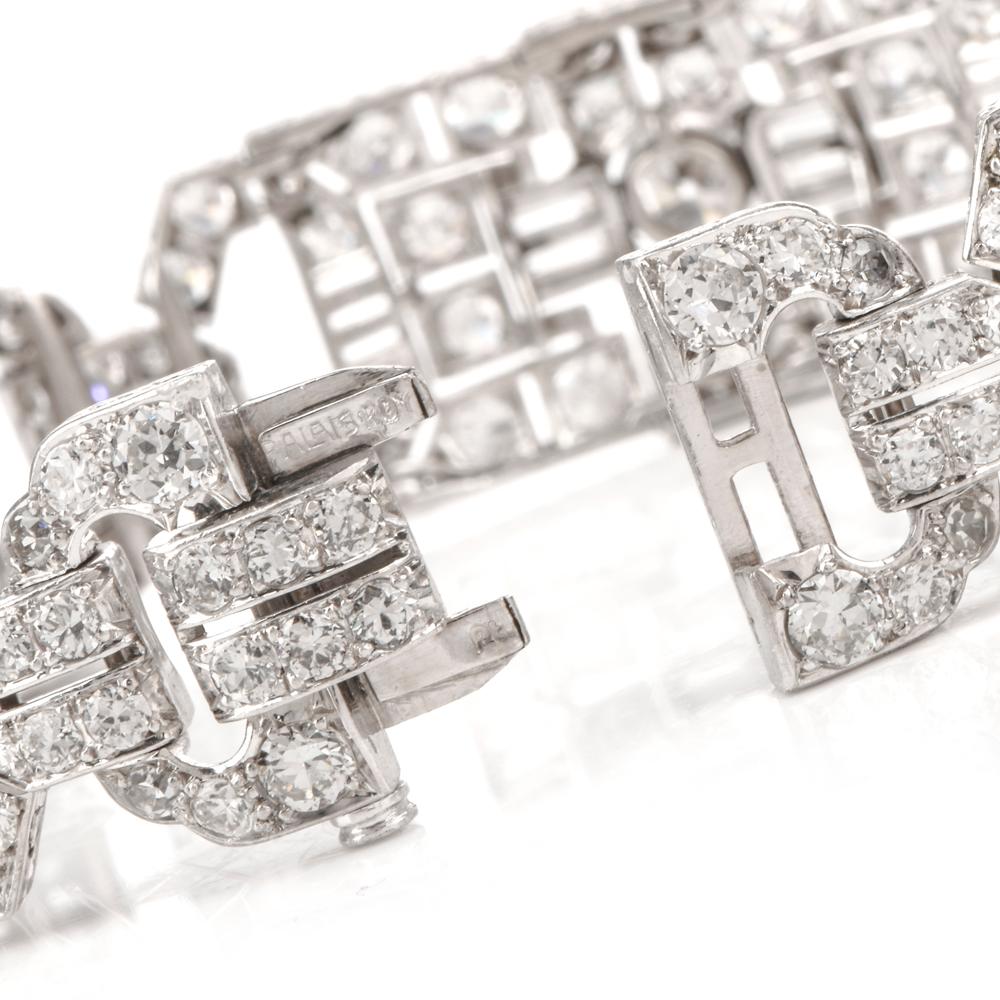 Antikes filigranes Art-Déco-Armband aus Platin mit Diamanten im Zustand „Hervorragend“ im Angebot in Miami, FL
