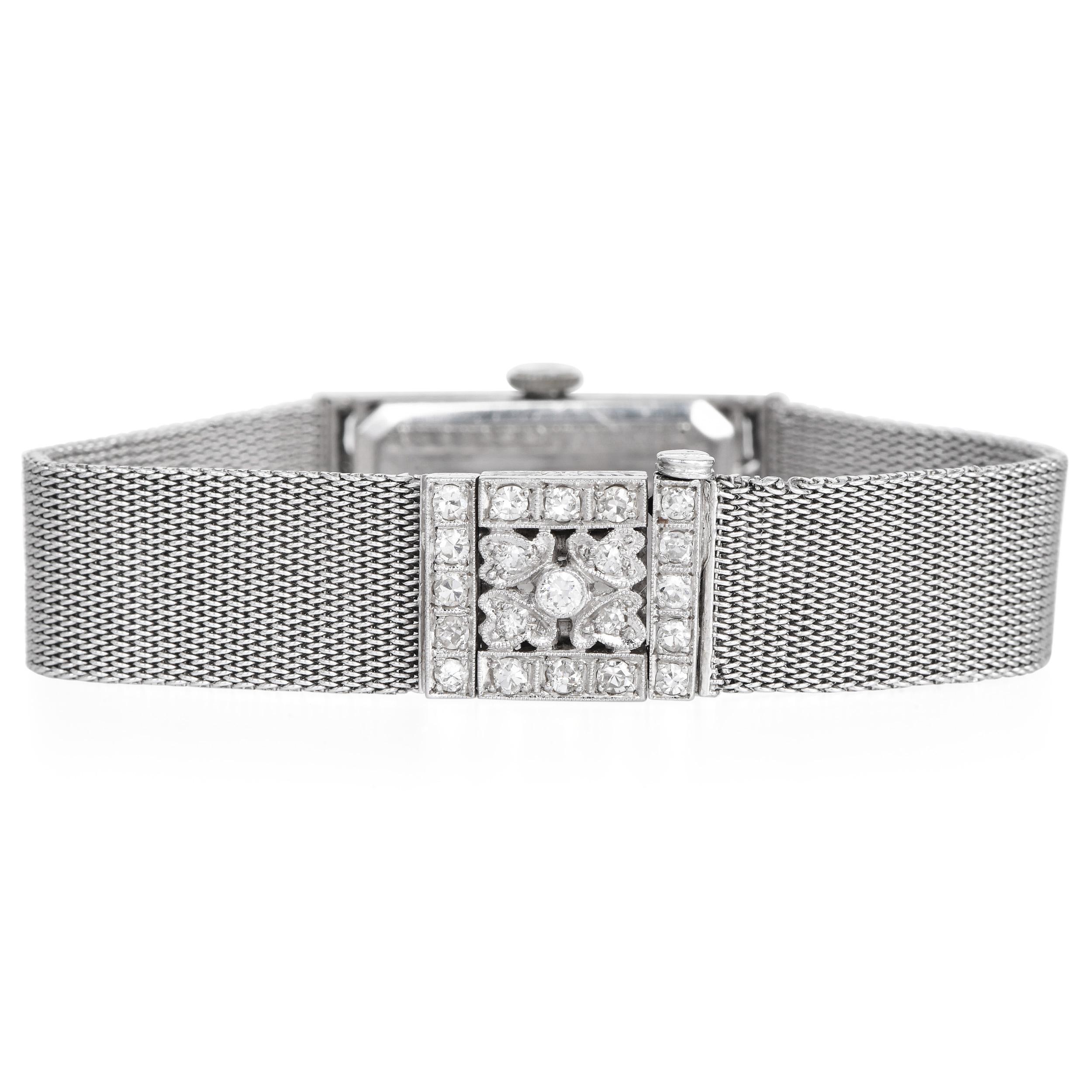 Antique Art Deco Diamond Platinum Ladies Cocktail Watch For Sale at 1stDibs