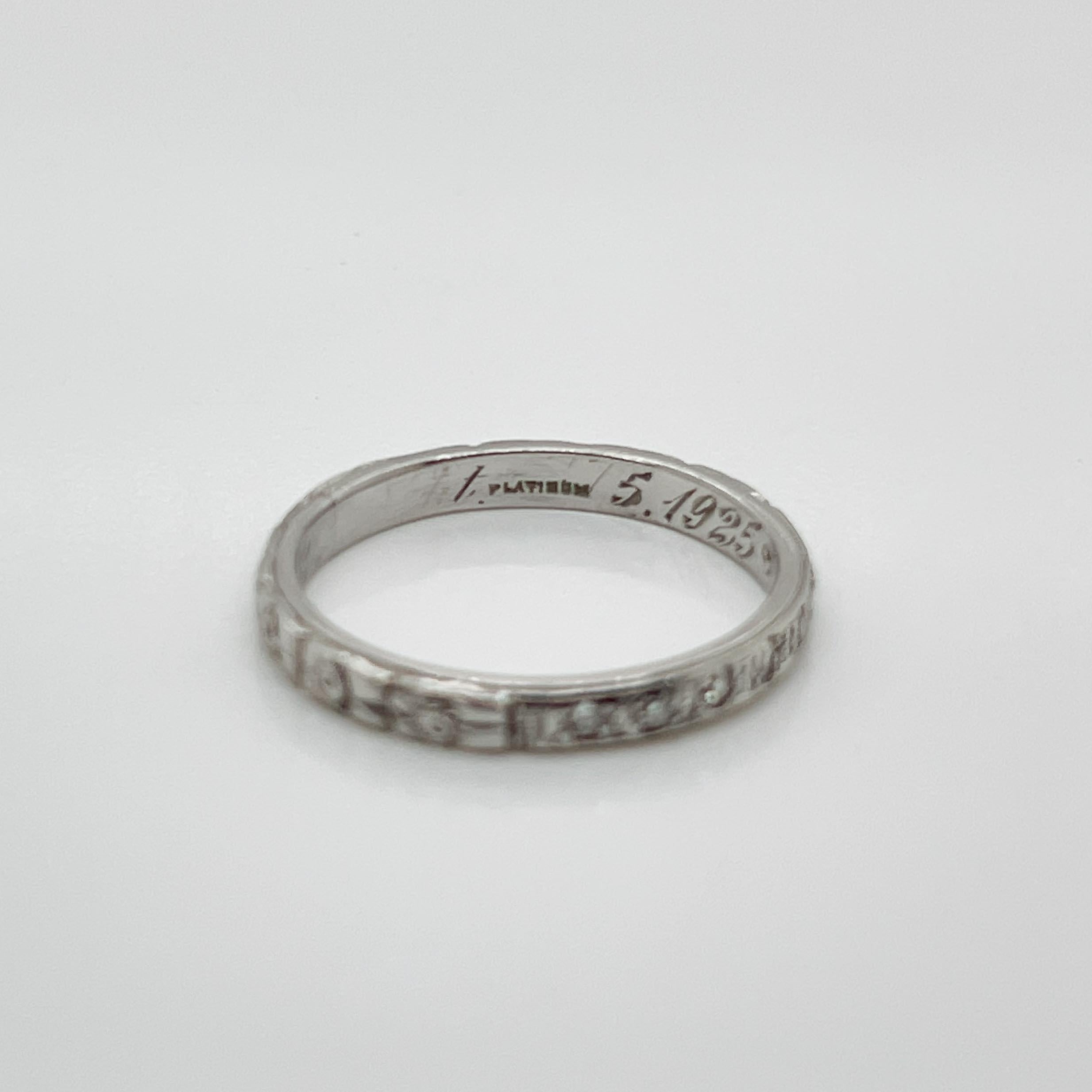 Women's or Men's Antique Art Deco Diamond & Platinum Orange Blossom Wedding Band Ring For Sale