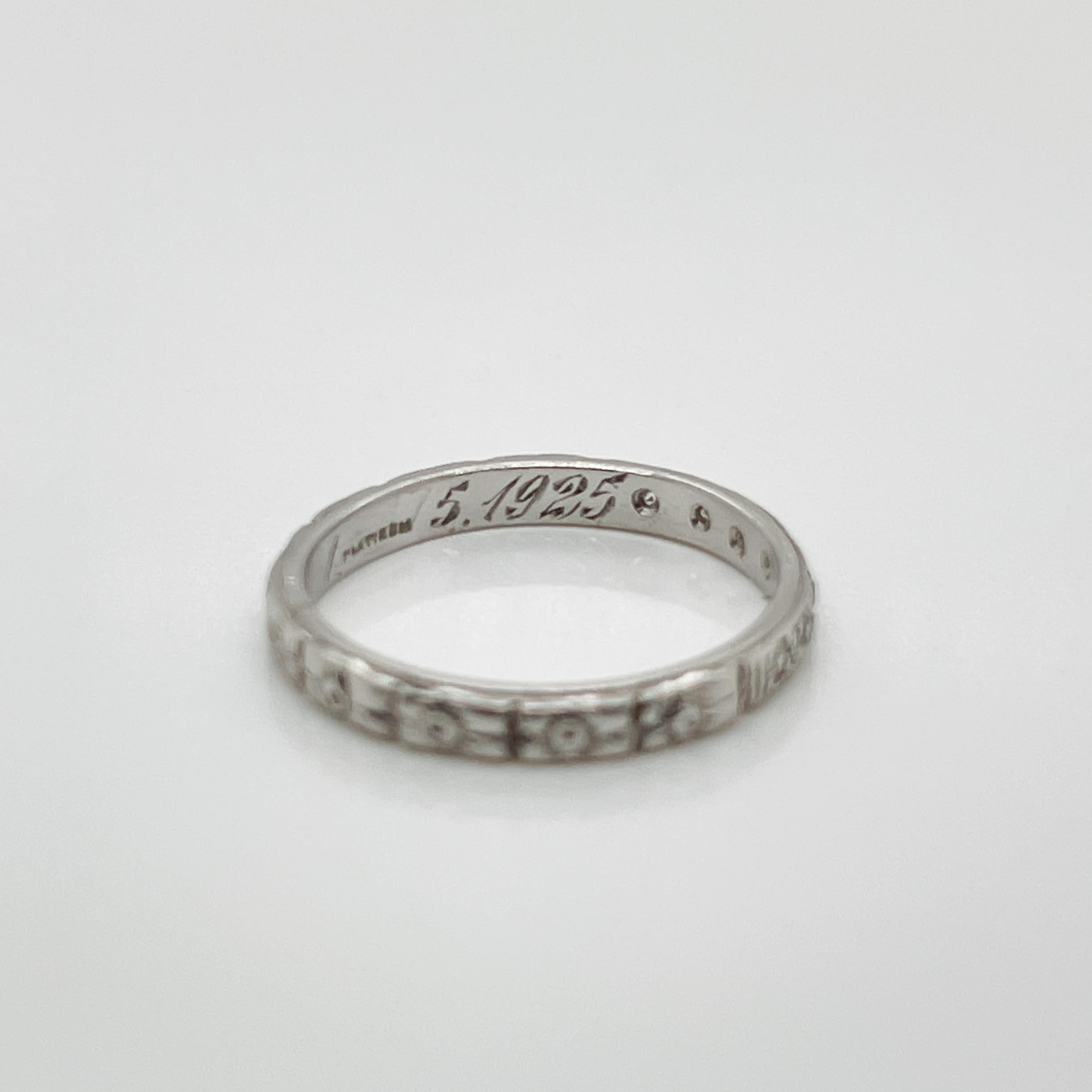 Antike Art Deco Diamant & Platin Orange Blossom Hochzeit Band Ring für Damen oder Herren im Angebot