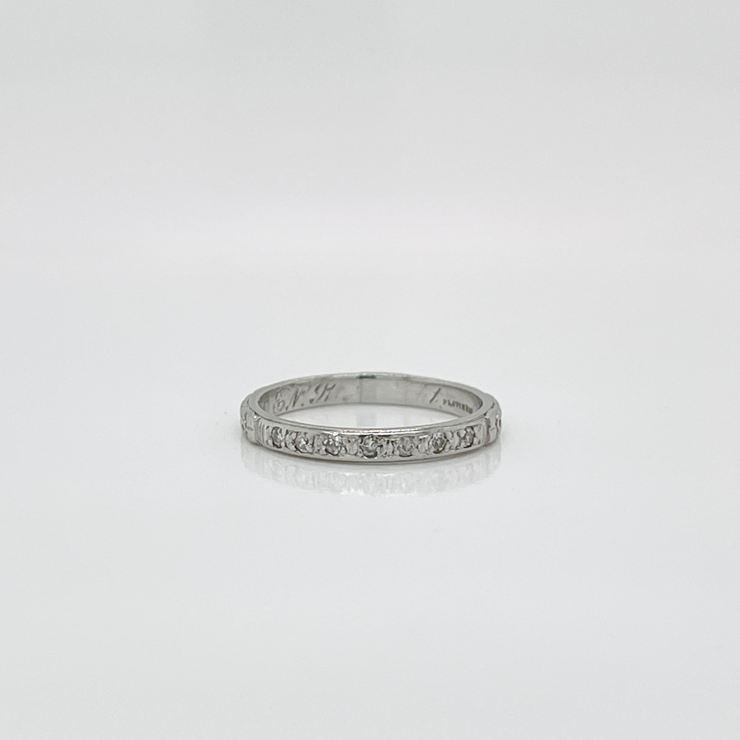 Antike Art Deco Diamant & Platin Orange Blossom Hochzeit Band Ring im Angebot 2
