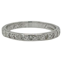 Antique Art Deco Diamond & Platinum Orange Blossom Wedding Band Ring