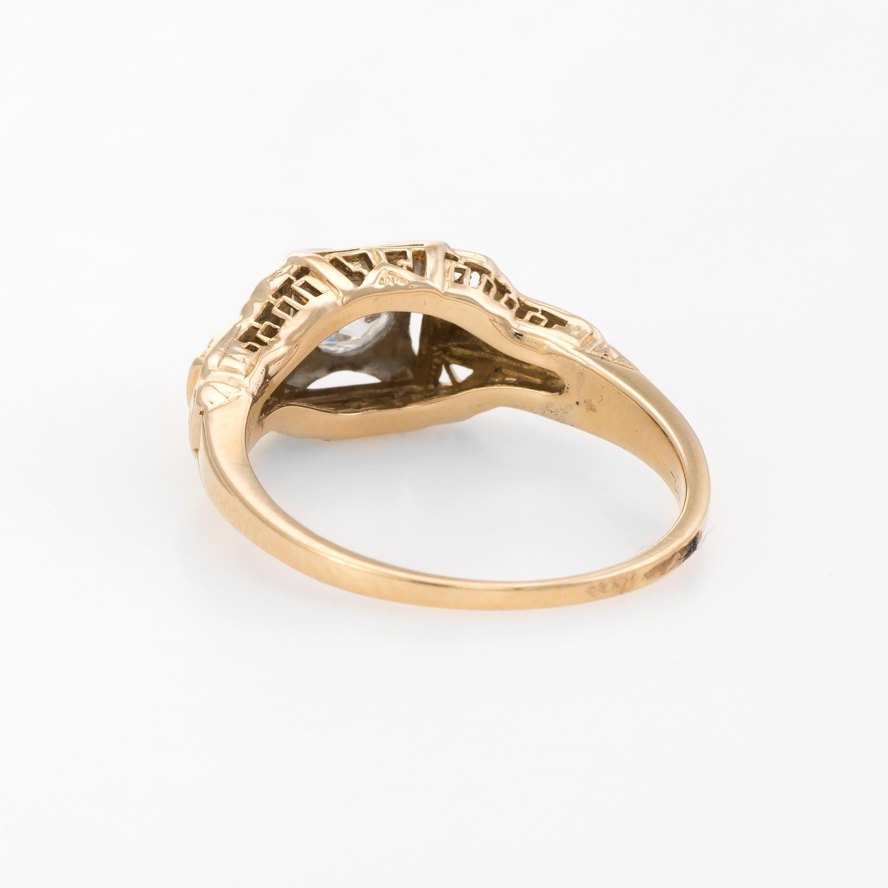 Women's Antique Art Deco Diamond Ring Vintage 14 Karat Two-Tone Gold Fine Jewelry