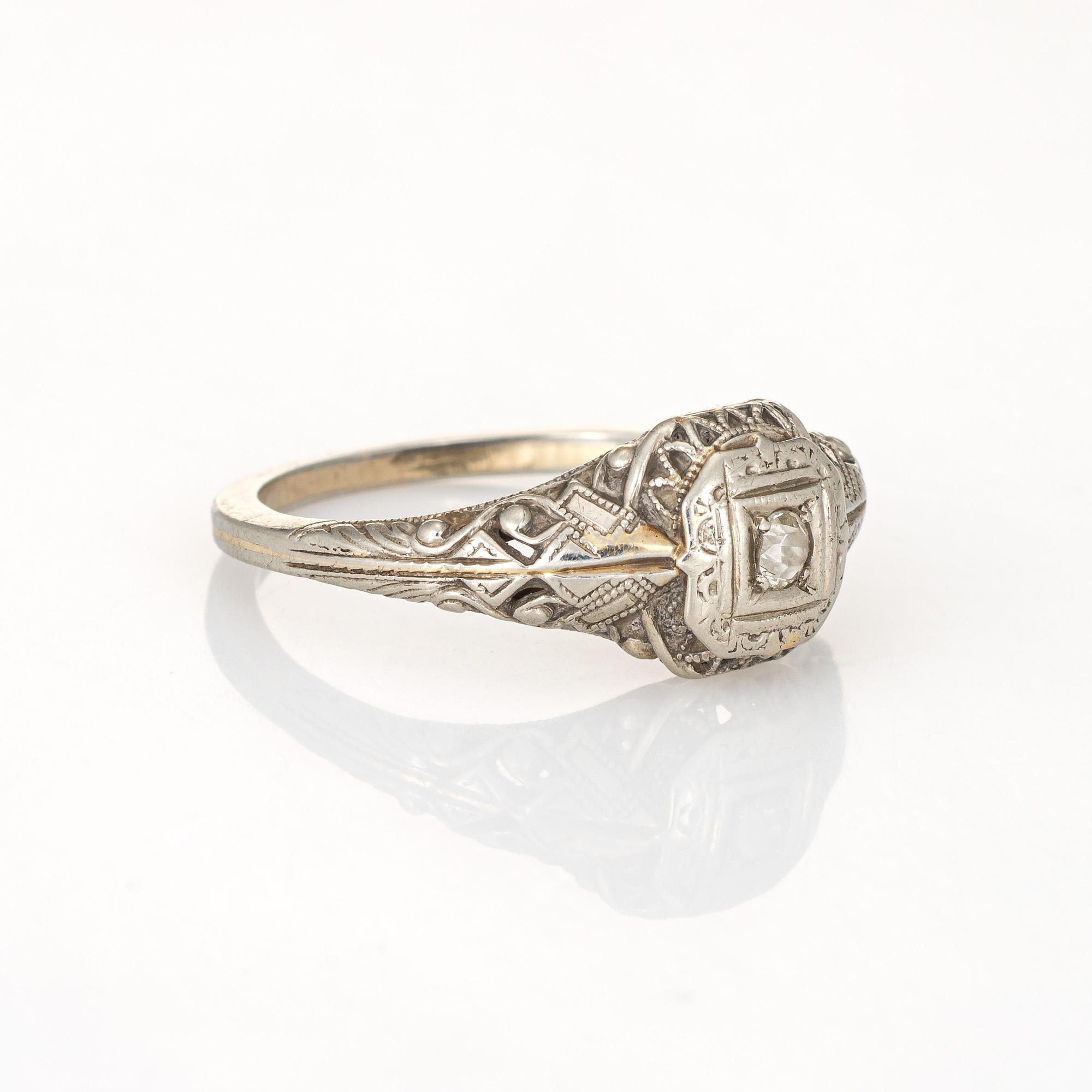Antiker Art Deco Diamantring Vintage 18k Gold Filigranschmuck Old Mine Cut 6 (Art déco)