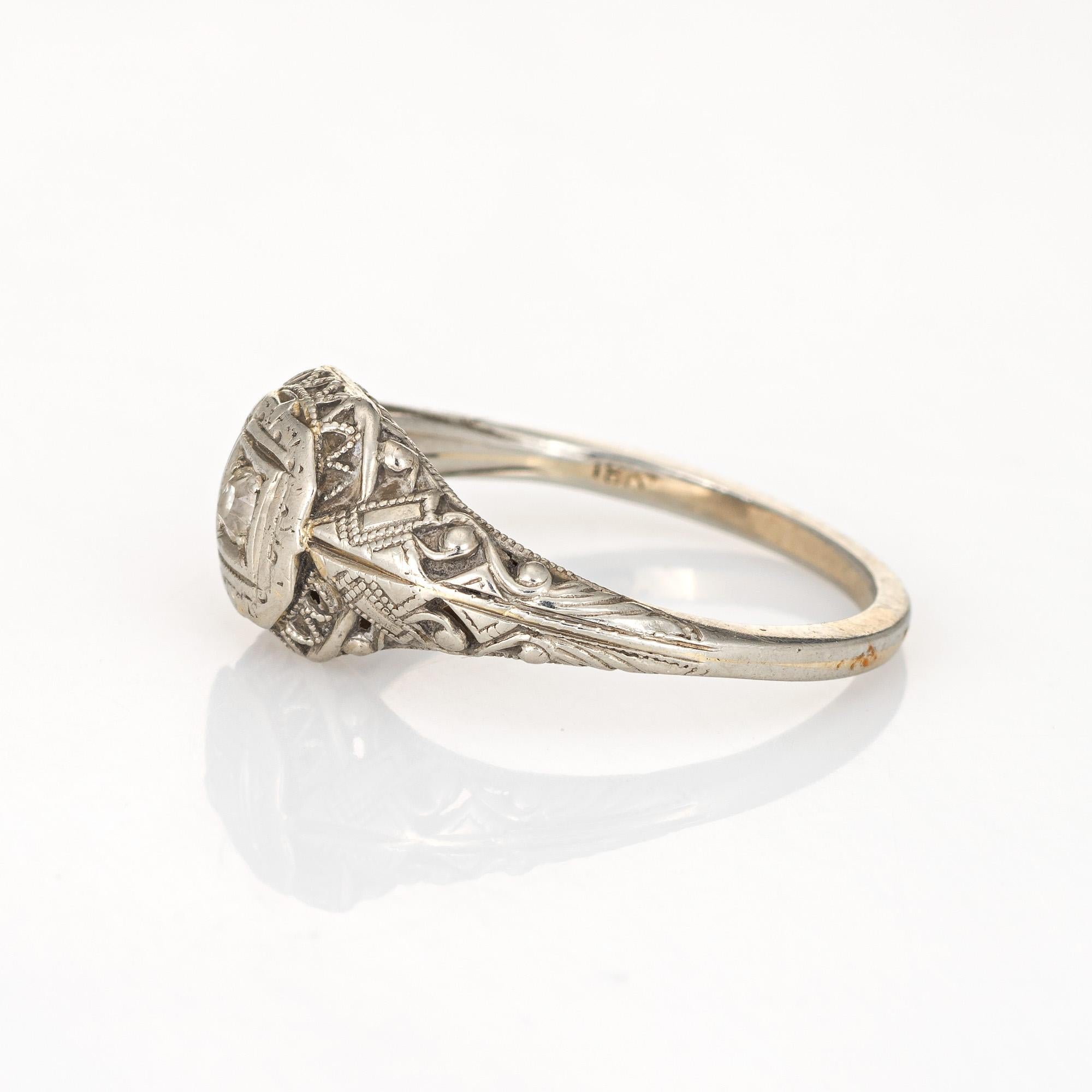 Antiker Art Deco Diamantring Vintage 18k Gold Filigranschmuck Old Mine Cut 6 (Alteuropäischer Brillantschliff)