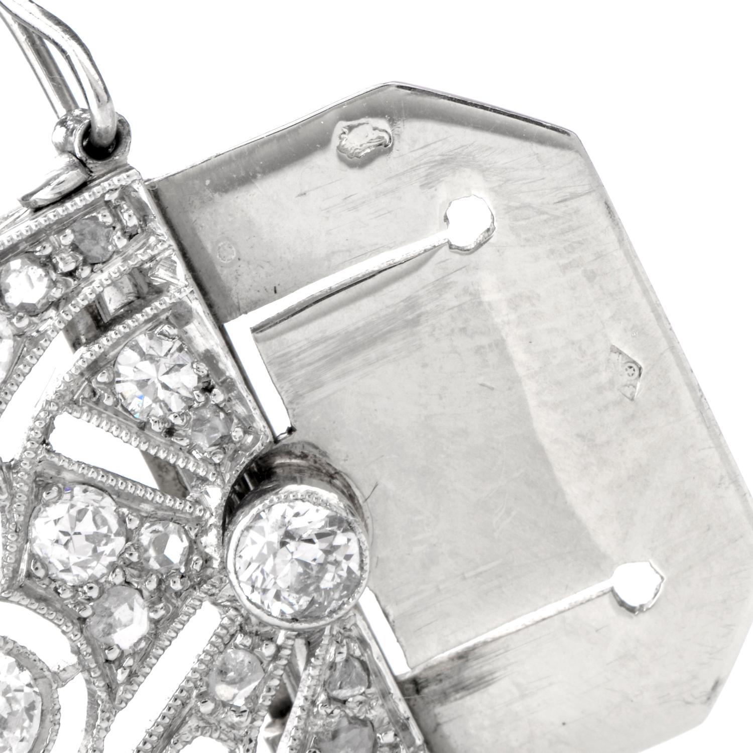 Antique Art Deco Diamond Sapphire Platinum Bracelet 2