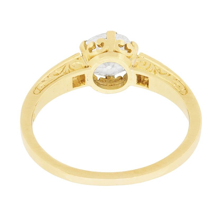 Women's or Men's Antique Art Deco Diamond Solitaire Engagement Ring, circa 1920s
