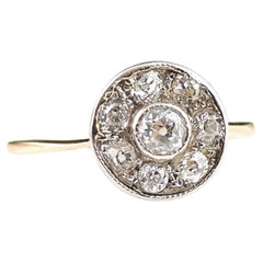 Used Art Deco Diamond target ring, 18k gold, Engagement rings 
