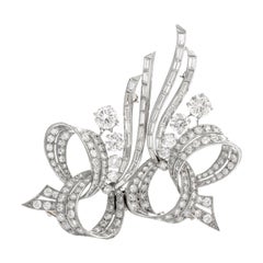 Antico Art Deco Diamante Capriccioso Spilla doppia in platino