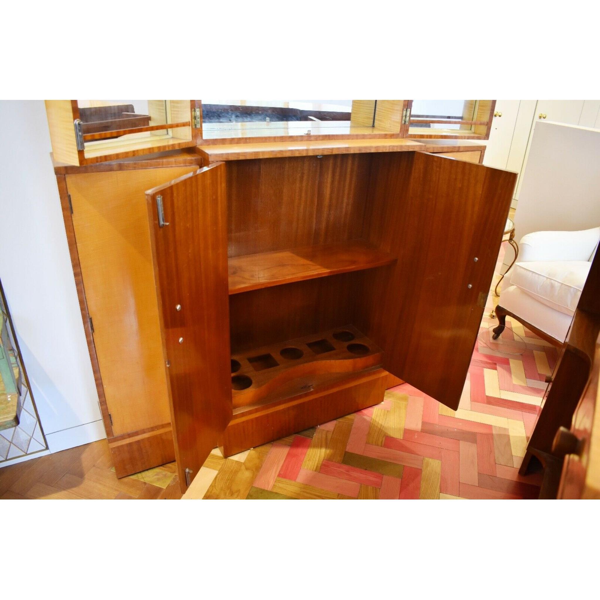 Antique Art Deco Drinks Bar / Cabinet, Maple Wood, 1920s 1