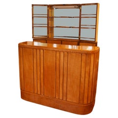 Antique Art Deco Drinks Bar / Cabinet, Maple Wood, 1920s