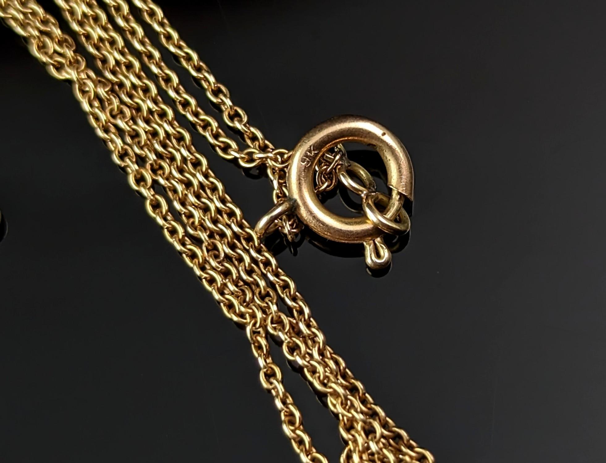 Antike Art-Déco-Halskette mit Anhänger, Diamant und Sardonyx, 9 Karat Gold  im Angebot 3