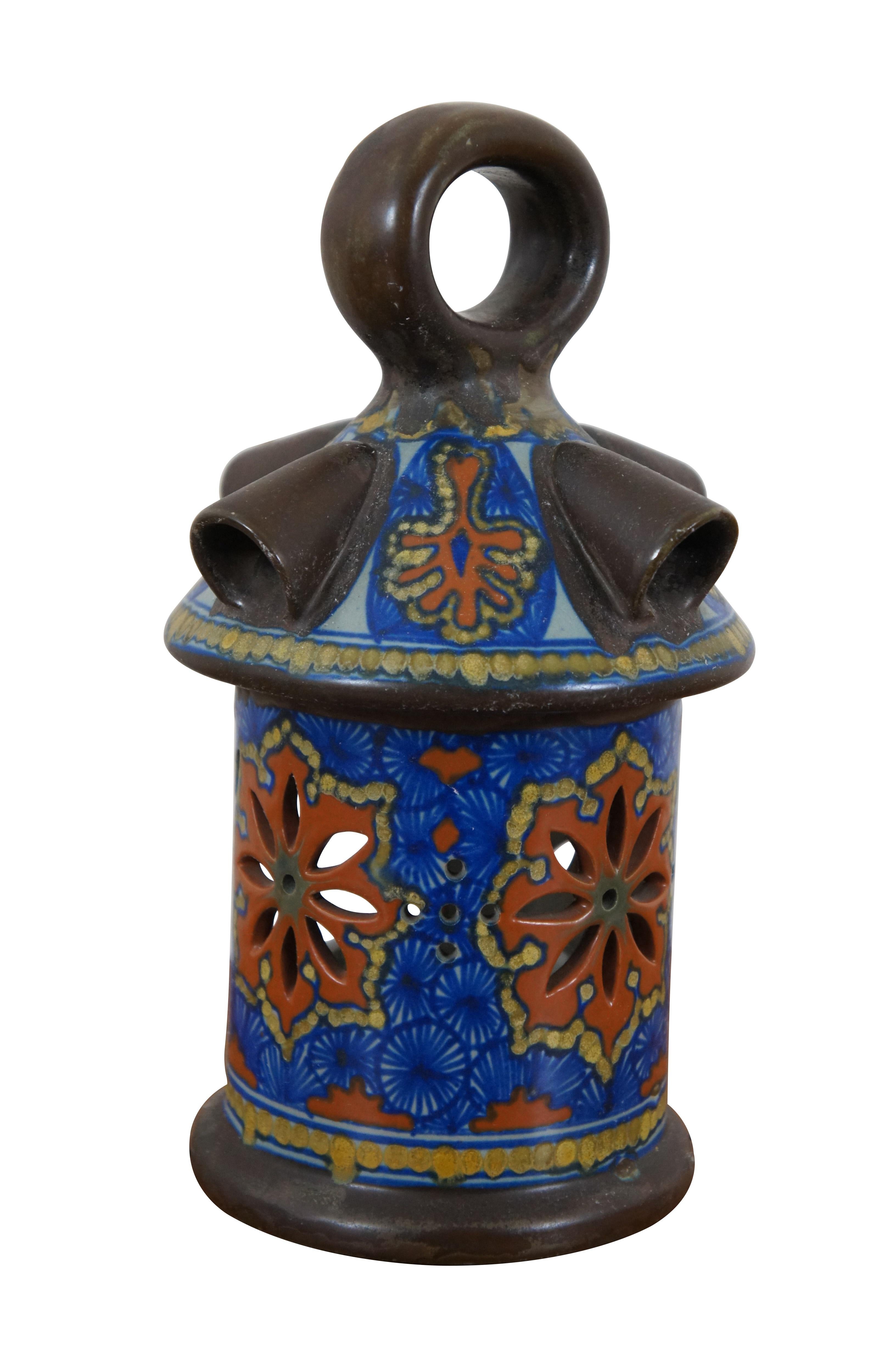 Dutch Colonial Antique Art Deco Dutch Gouda a Jour Ceramic Night Light Candle Lantern Votive 9